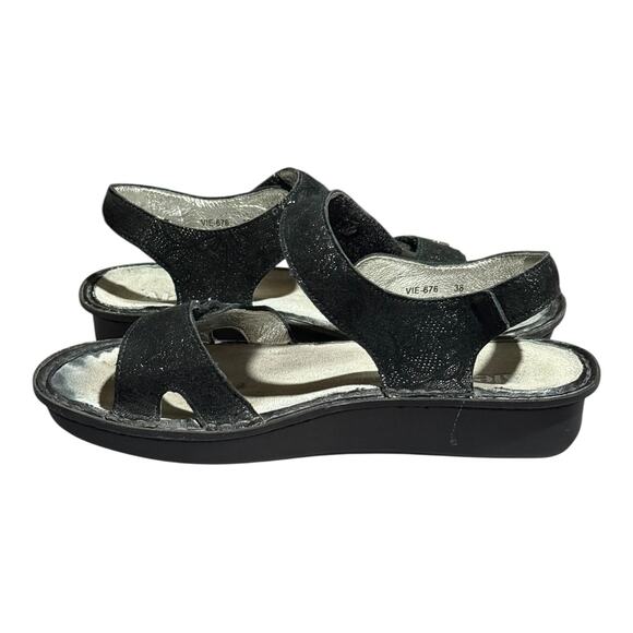 Alegria By PG Lite VIE-676 Black Leather Comfort Sandals Women's US 8 Strap - Picture 6 of 8